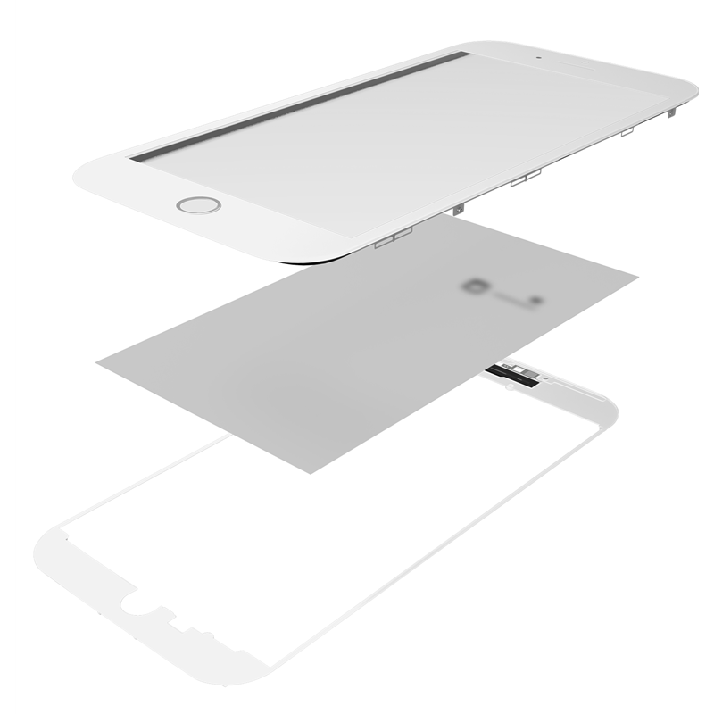 Vidro de tela de toque frontal com moldura para iPhone 8 Plus